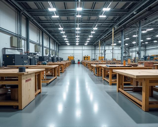 Wnętrze nowoczesnego warsztatu stolarskiego