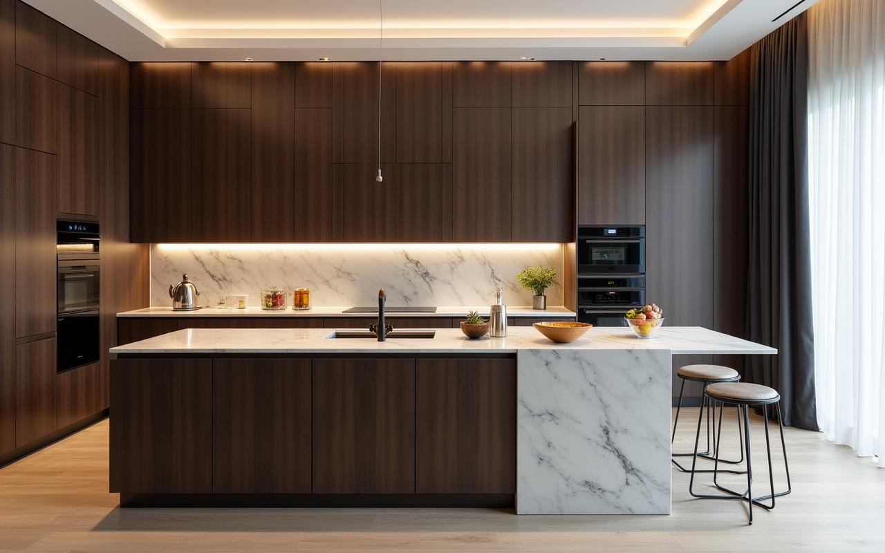 Luksusowa kuchnia na wymiar w nowoczesnym warszawskim apartamencie