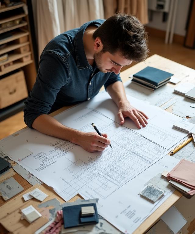 Projektant przy desce kreślarskiej w Warszawie